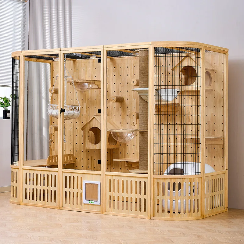 Villa para gatos súper grande, casa para gatos de interior de lujo, jaula para gatos de diseño panorámico con espacio de vida cómodo, muebles para mascotas para gatos - imagen 4
