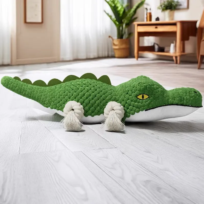 Juguetes de peluche para perros, suministros interactivos para mascotas, juguete de molienda de dientes resistente al masticable para interiores, productos de juego para cachorros con forma de cocodrilo - imagen 3