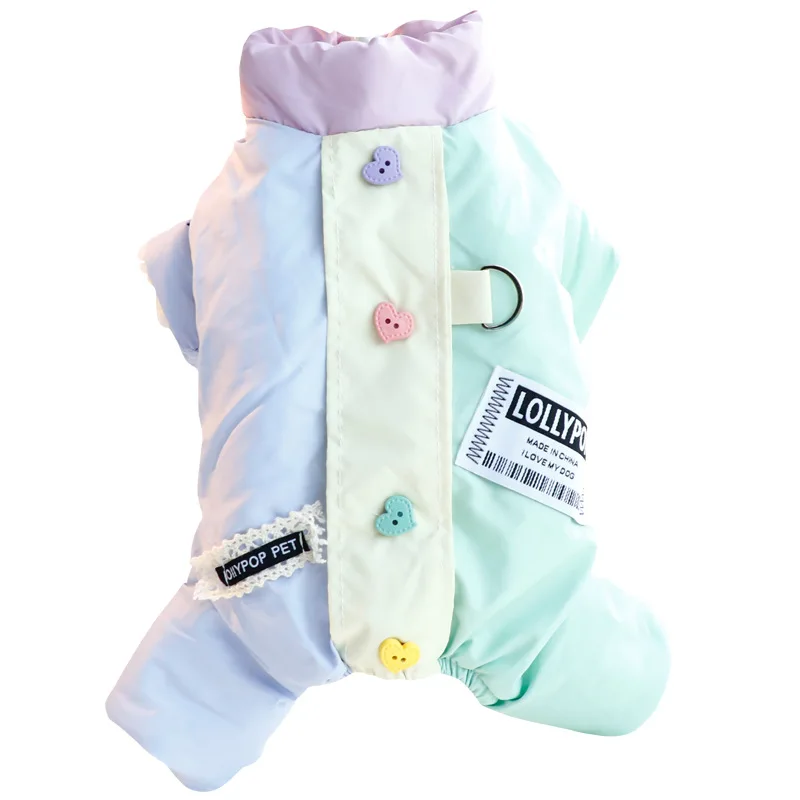 Ropa Inter para perros, abrigo grueso y cálido de algodón de cuatro patas, ropa colorida y bonita para cachorros, traje resistente al viento para perros pequeños/medianos - imagen 5