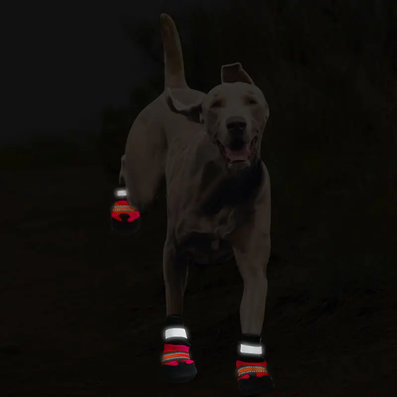 Zapatos impermeables de invierno para perros y gatos, botas antideslizantes para la nieve, Protector de pata, zapatos reflectantes cálidos para cachorros medianos y grandes, 4 piezas - imagen 3