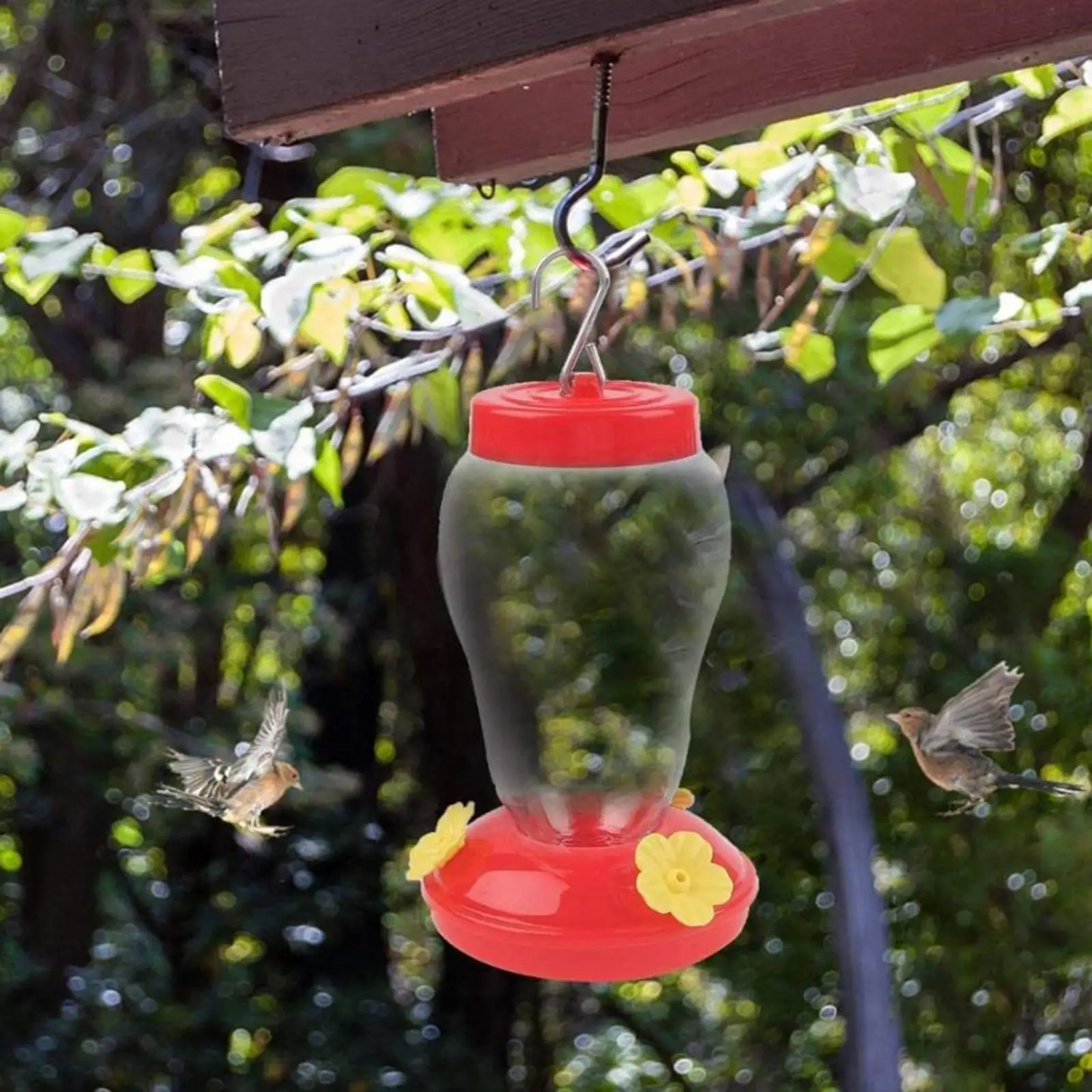 Plastic Bird Water Feeder Bottle Hanging Hummingbird Feeder for Garden Outdoor with 3 Flower Feeding Ports Plastic Bird Water Feeder Bottle Hanging Hummingbird Feeder for Garden Outdoor with 3 Flower Feeding Ports