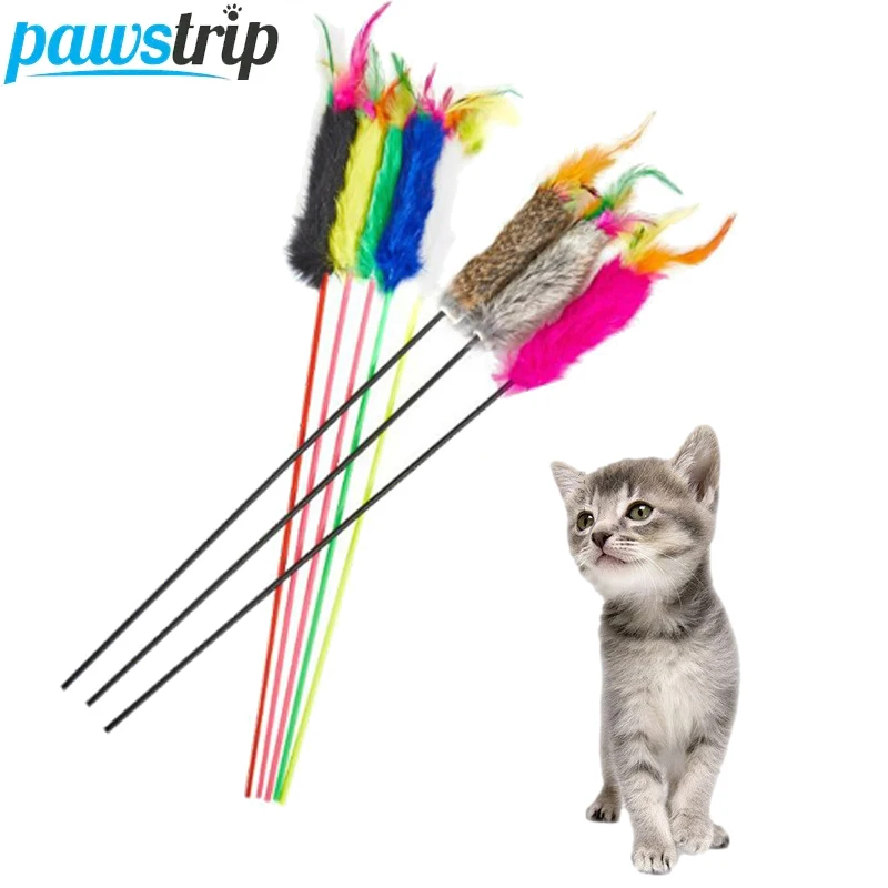 1 juguete para gatos, divertido juguete para mascotas para gatos, palo interactivo para gatos, juguetes para gatitos con plumas, suministros para mascotas de Color aleatorio