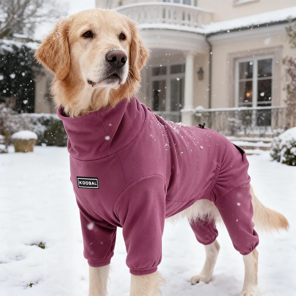 Ropa lisa de cuatro patas para perros, suéter de cuello alto para mascotas, jersey de invierno para galgo italiano Whippet, mono para perros grandes - imagen 5