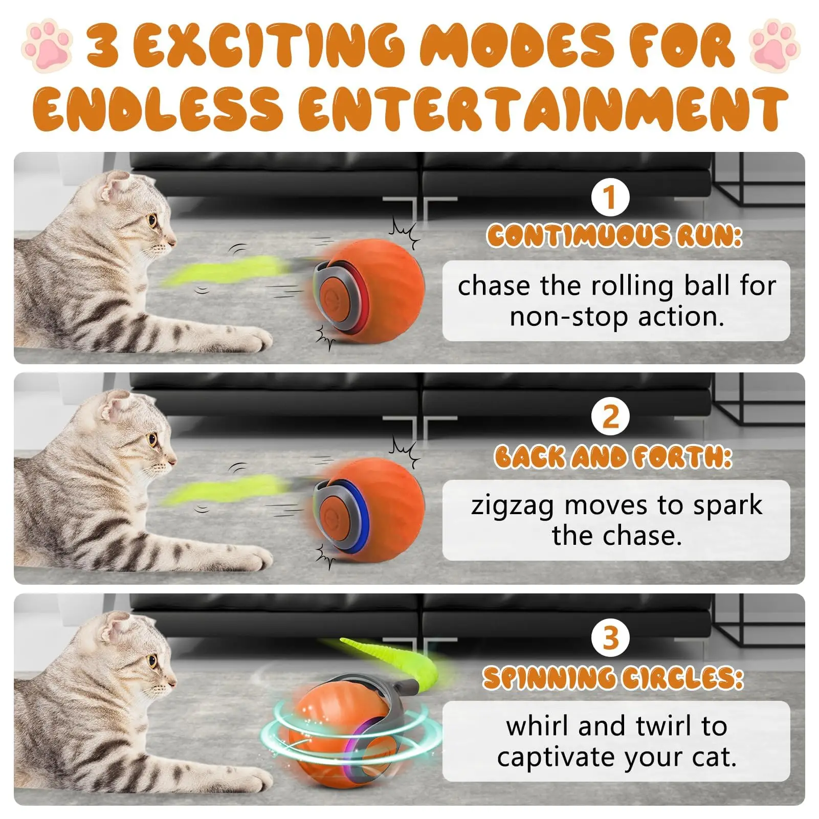 Juguete interactivo para gatos con bola y velocidad ajustable - imagen 4