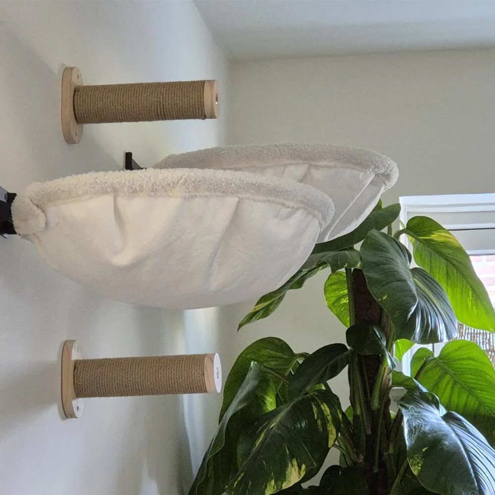 Hamaca plegable de pared para gatos, estantes transpirables estables para dormir y jugar, cama para gatos de interior estilo marco de baloncesto para escalar gatos - imagen 2