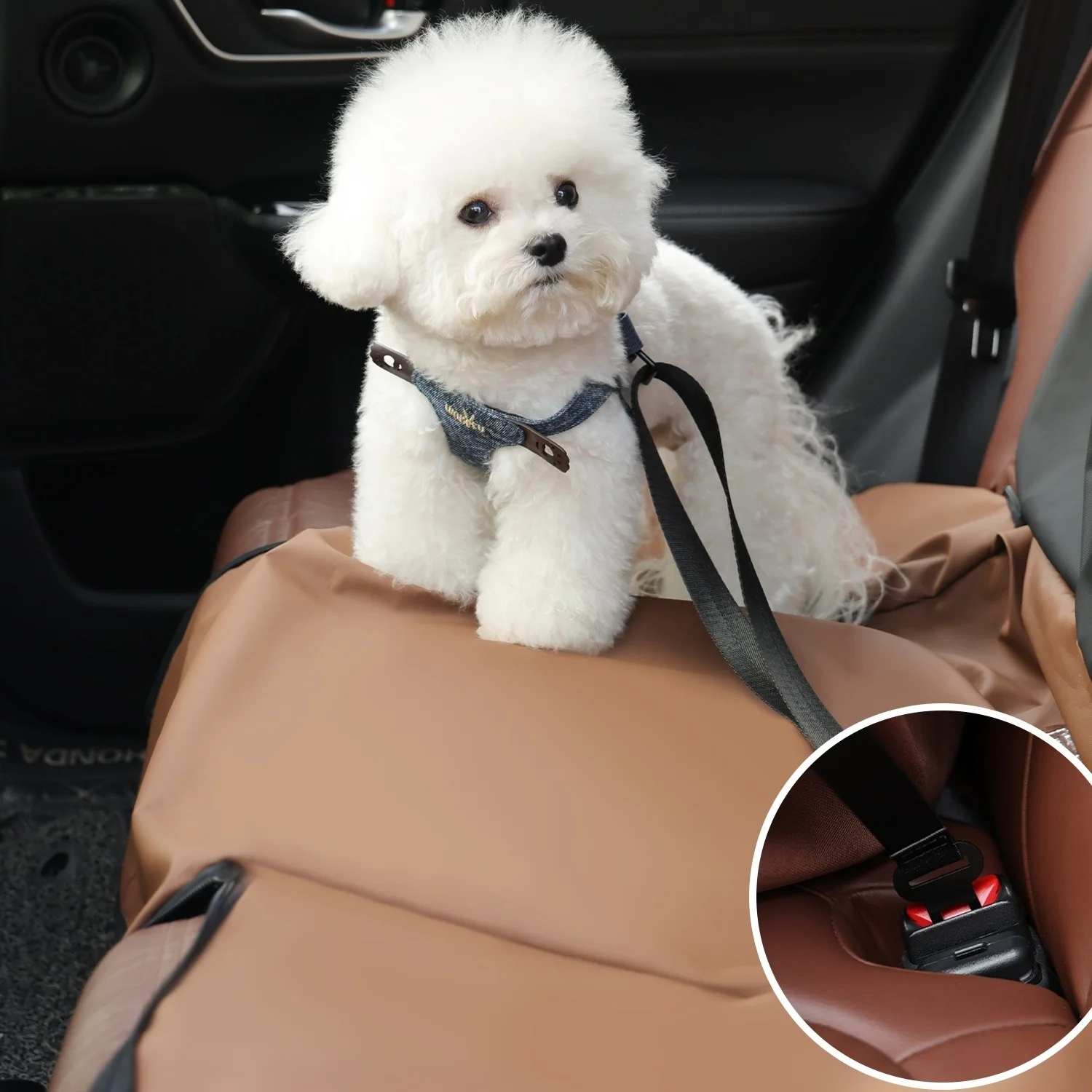 Cojín para asiento de coche para mascotas, portador de coche para mascotas, impermeable, resistente a las manchas, esencial para paseos en coche para perros, asiento de coche para perros y gatos - imagen 3