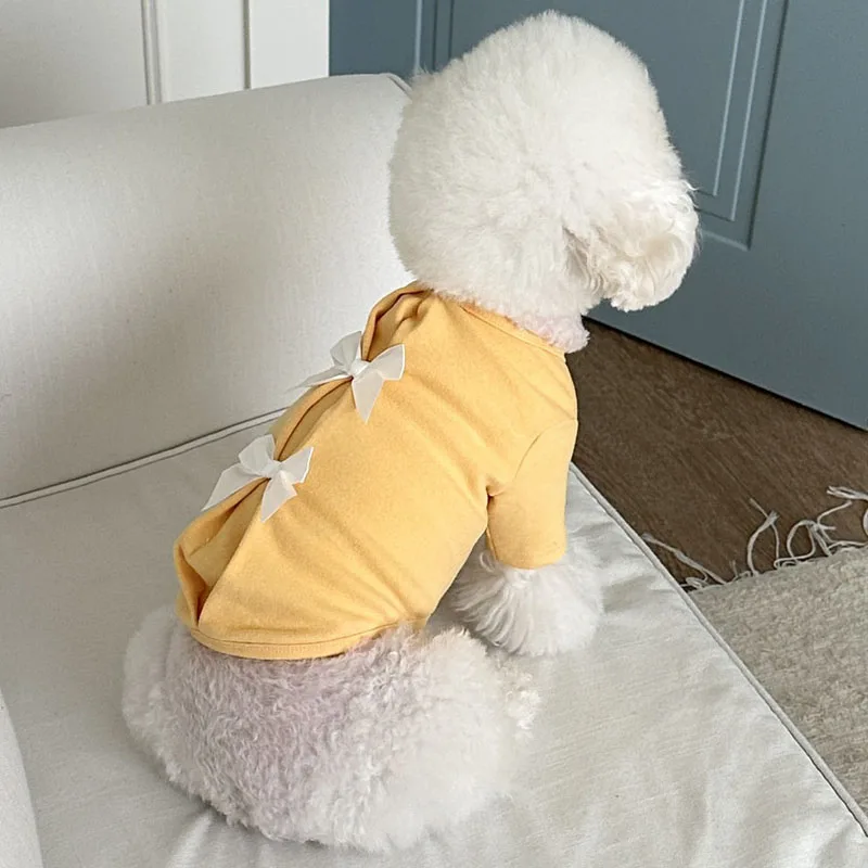 Sudaderas con capucha para perros y niñas, camisa, jerséis rosas y azules, ropa con lazos para perros pequeños, camiseta Base para cachorros de perro salchicha Chiwawa XS - imagen 5