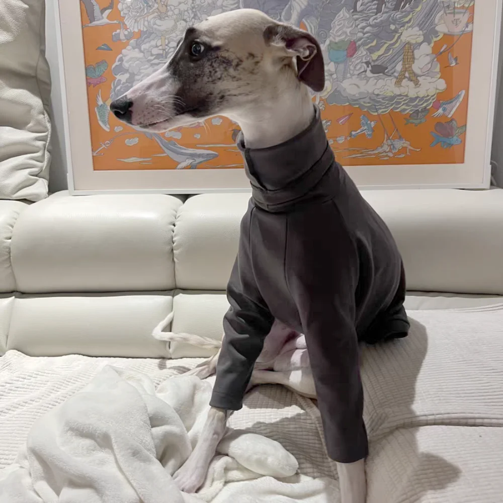 Camiseta rosa de algodón para primavera, abrigo gris suave de manga larga para galgo italiano, ropa para perros Whipbit, ropa de descanso de cuello alto para cachorros - imagen 4