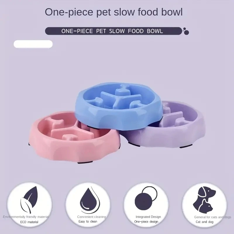 Suministros para mascotas, alimentador lento de Color, cuenco para gatos, rompecabezas de plástico antiasfixia para perros, cuenco de comida, lavabo de agua para perros para aliviar la ansiedad - imagen 3