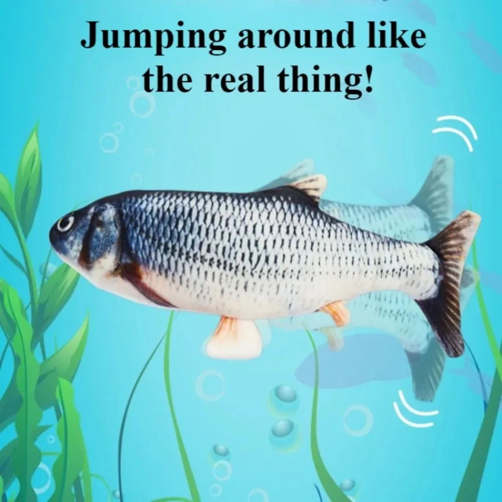 Juguetes para gatos, pez flotante, juguete para gatos en movimiento interactivo para gatos de interior, gatito, Kicker, juguete para perros disquete, pez de peluche eléctrico realista - imagen 4