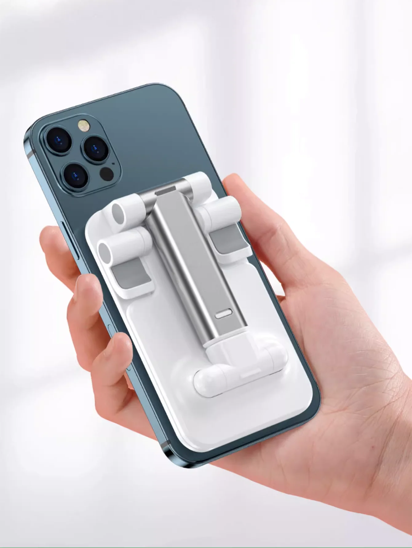 360 ° Soporte ajustable para tableta y teléfono con rotación, soporte telescópico plegable para mesita de noche para iPhone Android (1 unidad)