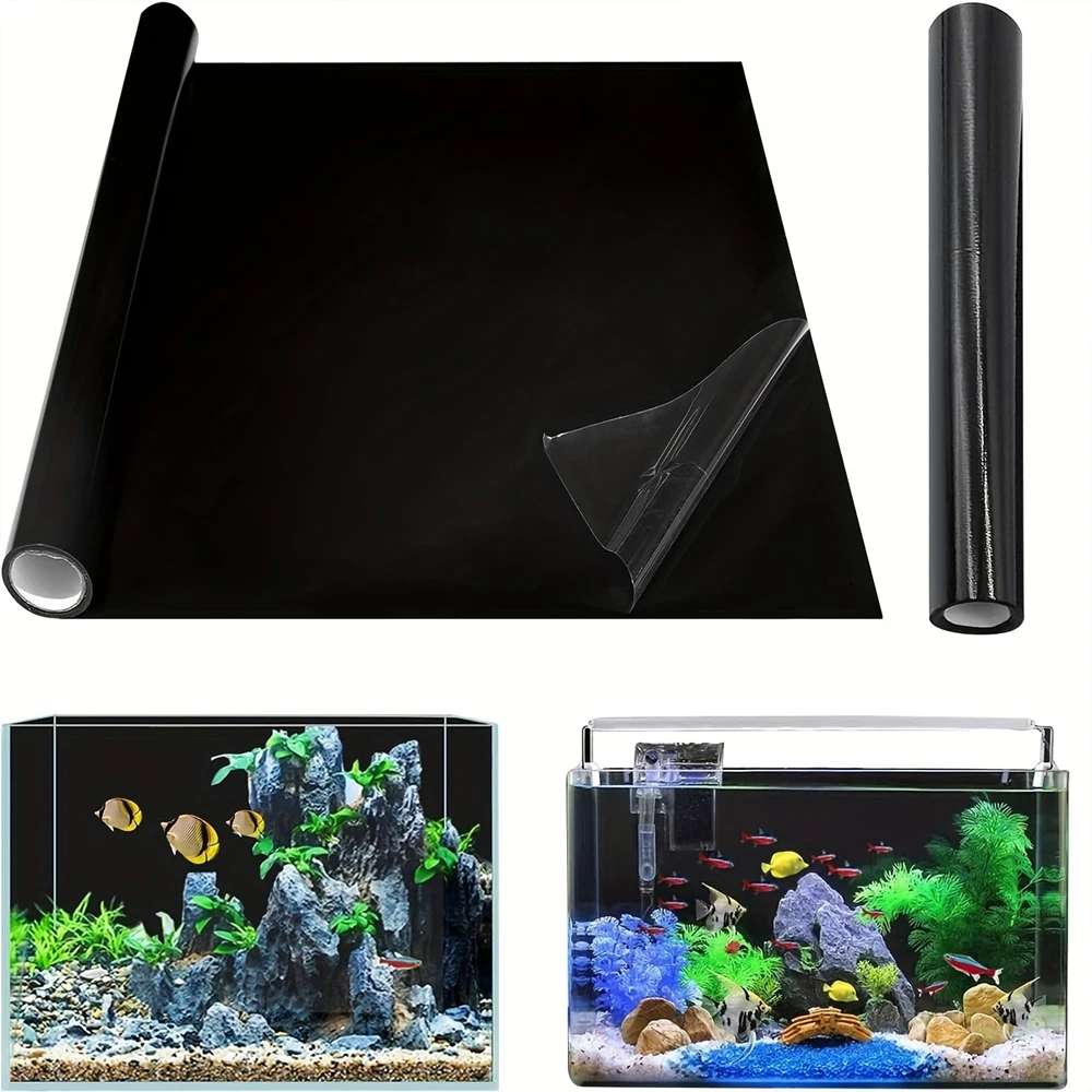 Fondo de acuario negro adhesivo estatico para pecera decorativo - imagen 5