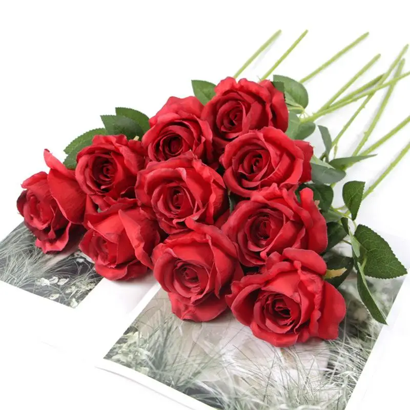 Simulación de flor de Rosa única, tallo único, decoración Natural del hogar, centros de mesa para bodas, cocinas y familia - imagen 2