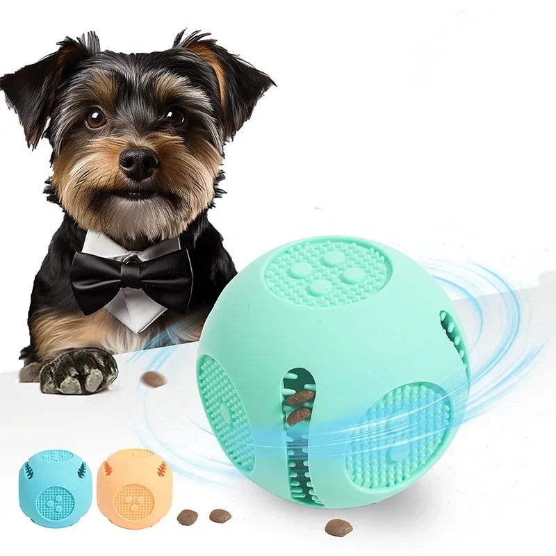 Juguete interactivo para perros y gatos, Bola de comida de goma para limpieza de dientes, pelota de juguete con fugas, juguetes para masticar, suministros para perros y mascotas, accesorios - imagen 2
