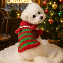 Suéter de Navidad para perros – Jersey cálido a rayas festivas