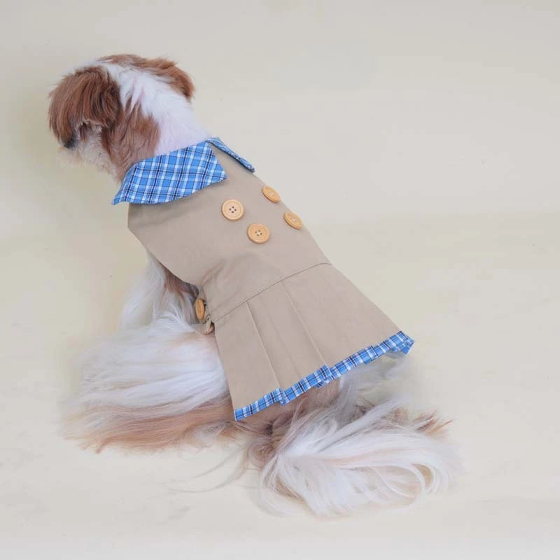 Vestido a cuadros de otoño/invierno para mascotas, bonito rompevientos Schnauzer, abrigo para perros pequeños, vestidos para perros pequeños, ropa para cachorros - imagen 3