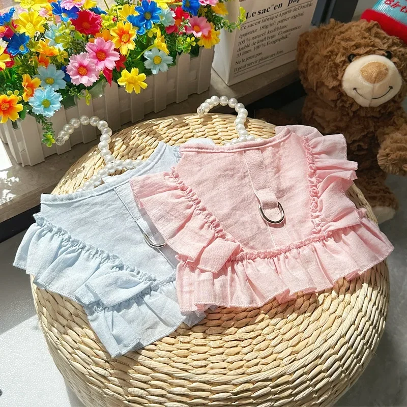 Arnés de encaje con orejas para perro, ropa para gatos, osos de peluche, chaleco remolcable para el pecho y la espalda, accesorios para perros, arnés para gatos - imagen 2