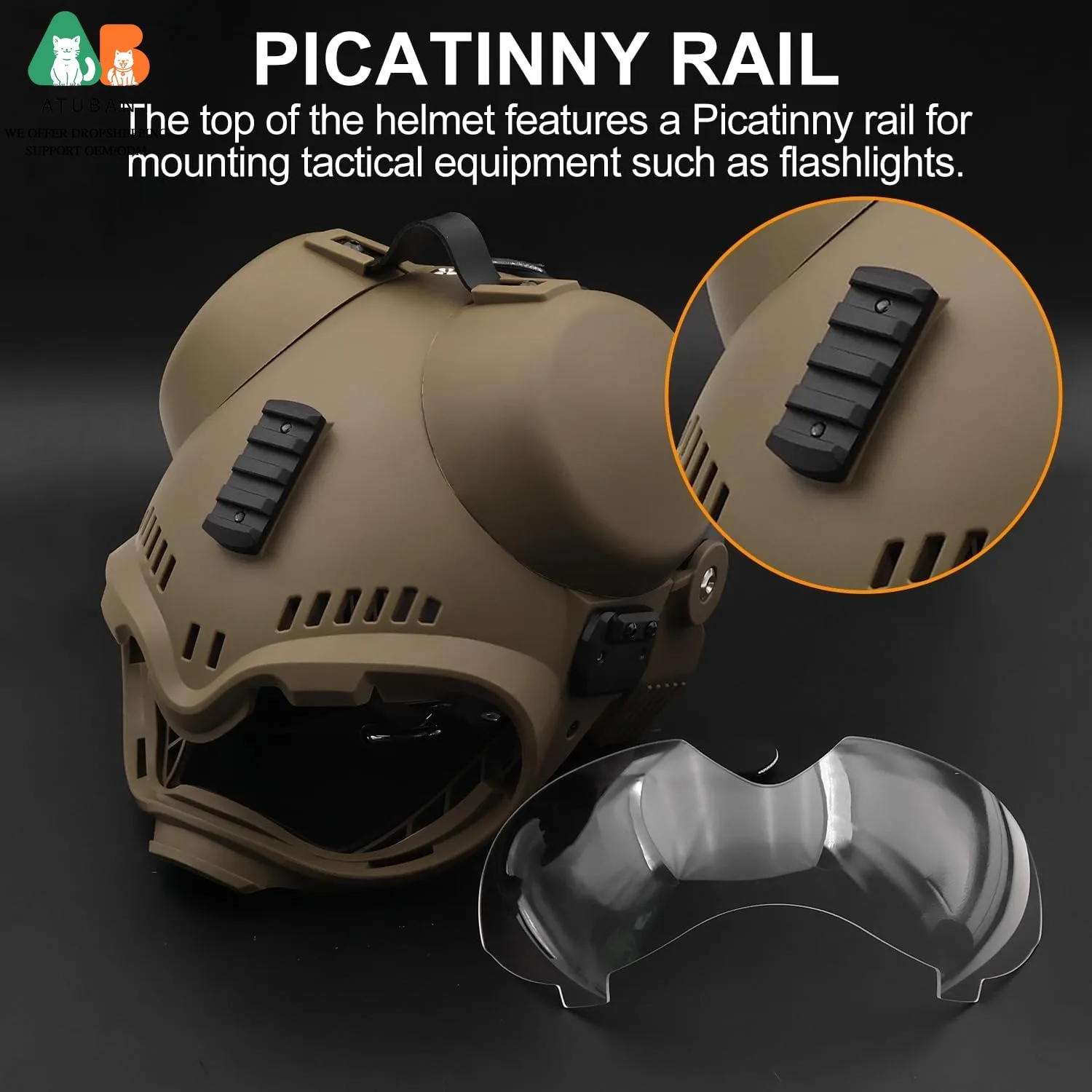 Casco táctico para perro con gafas protectoras y correa ajustable - imagen 5