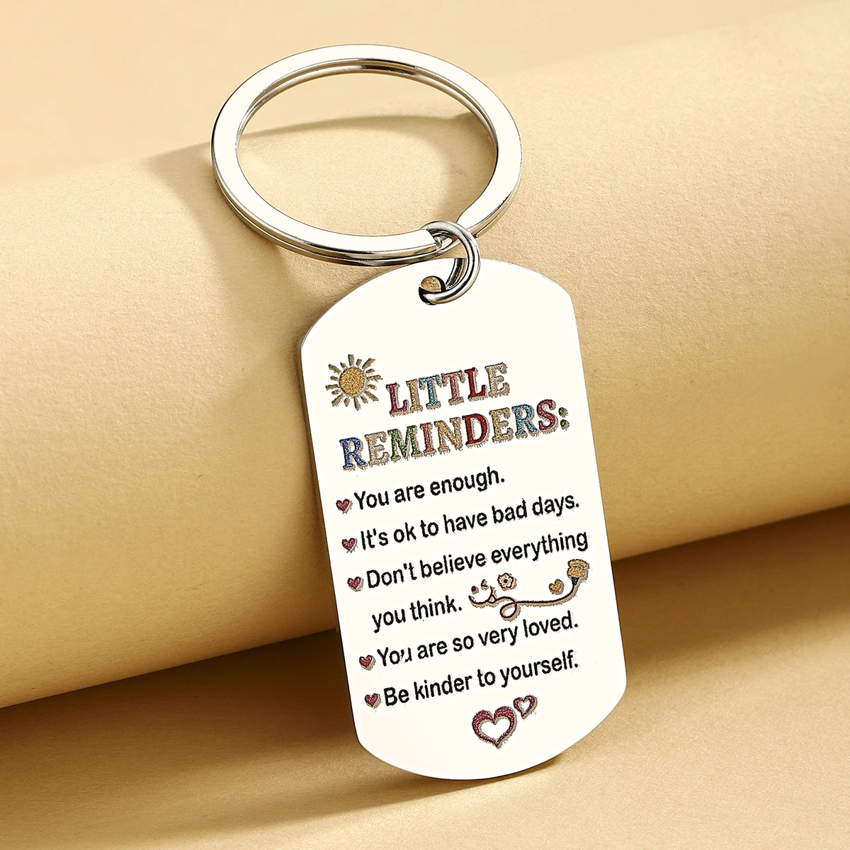 Llavero de regalo de pequeños recordatorios, inspiración, salud mental, cuidado personal, eres suficiente, llavero de regalo para mujeres y hombres - imagen 4