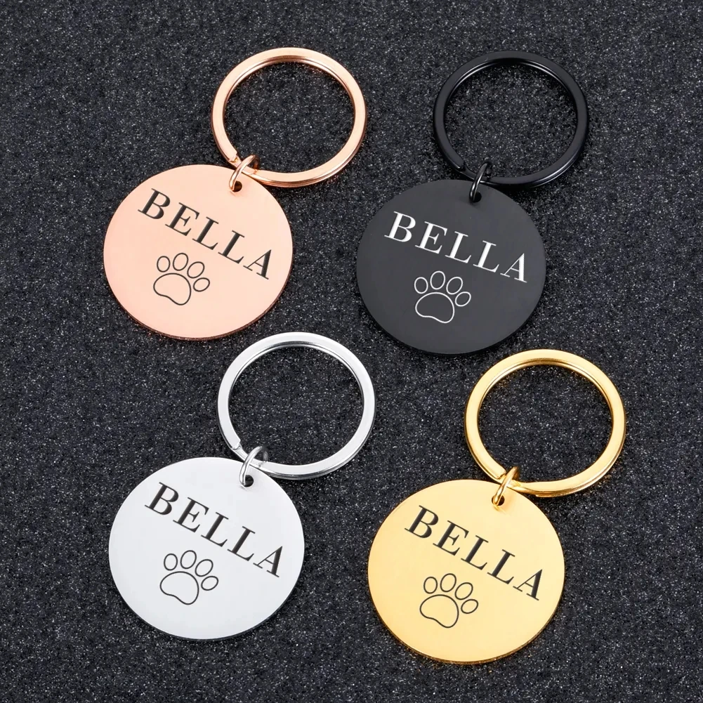 ID Tag Custom Name Anti-lost Engraved Record Tel Address Cat Puppy Personalized Paw Print Medal Pendant Pet Dog Collar Accessory - imagen 5