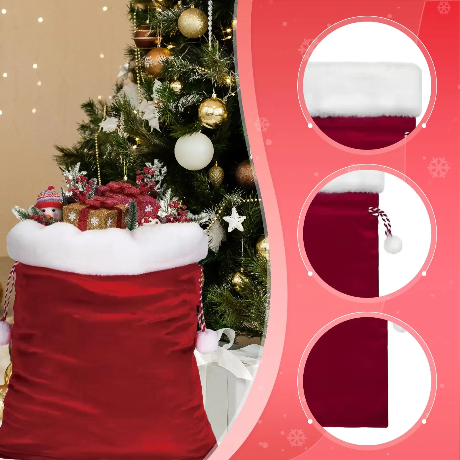 Bolsa de regalo con cordón de Navidad, organizador de regalos de fiesta, envoltura de regalos, almacenamiento de disfraces para dulces, golosinas, juguetes, cumpleaños - imagen 5