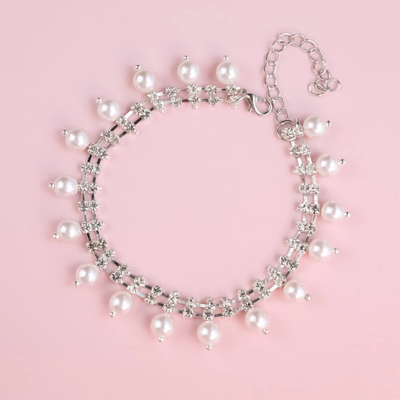 Collar de cadena de oro plateado para mascotas, accesorios de cuello para gatos, Princesa, perla, cumpleaños, diseñador de lujo, joyería ajustable para perros York - imagen 2