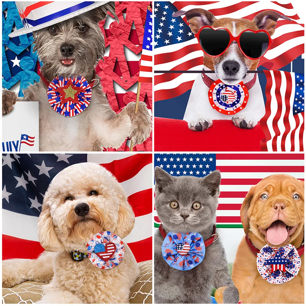 50PS 4 de julio arcos para perros pajarita extraíble para perros accesorios de Collar para mascotas pajarita para perros pequeños y gatos para el Día de la Independencia Americana - imagen 4