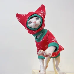 Sweater navideño de lana para gato sin pelo Sphynx Devon Rex