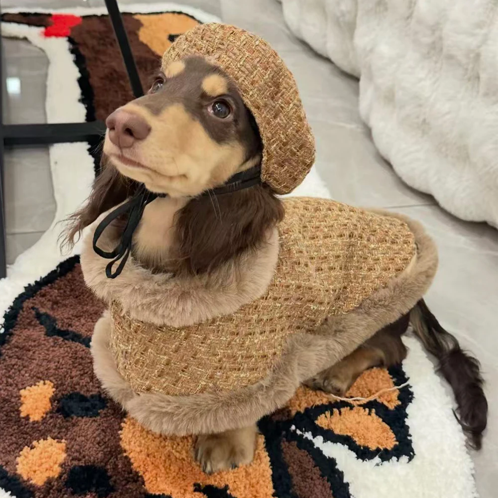 Conjunto de ropa con abrigo de piel para perros pequeños y tipo salchicha - imagen 2