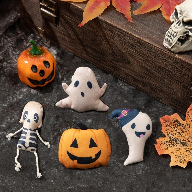 Juguete de gato de Halloween para mascotas con hierba gatera, bonito juguete de calabaza de Halloween, juguete interactivo divertido, accesorios para perros pequeños