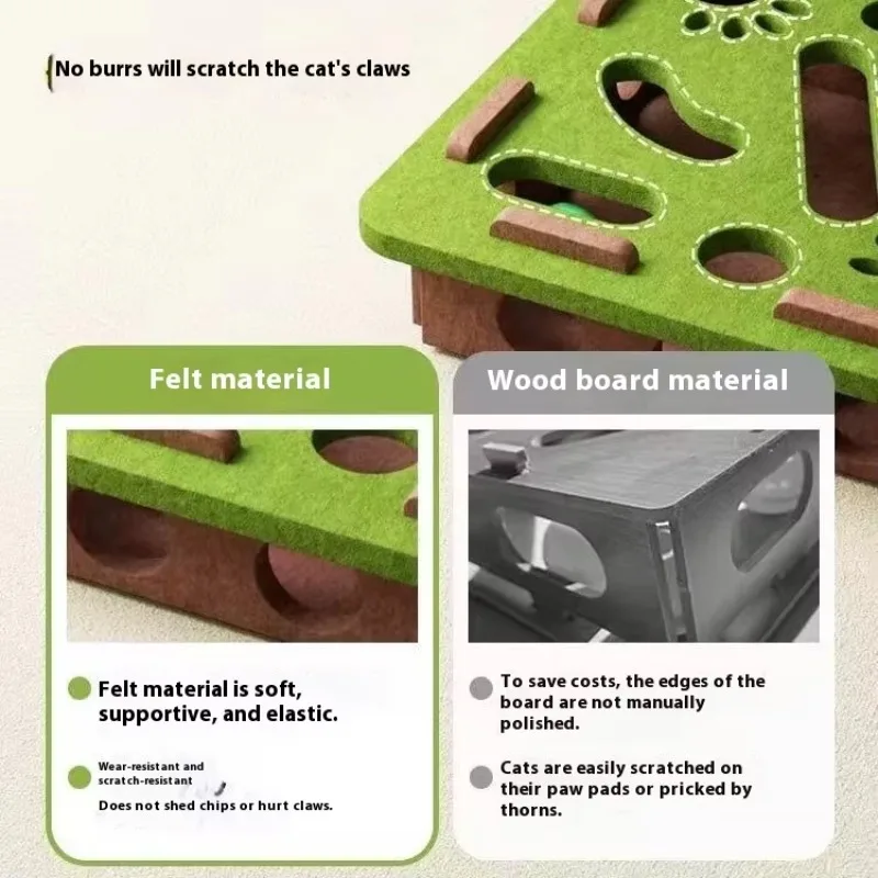 Juguete laberinto de fieltro para gatos – caja con bola y campana - imagen 4