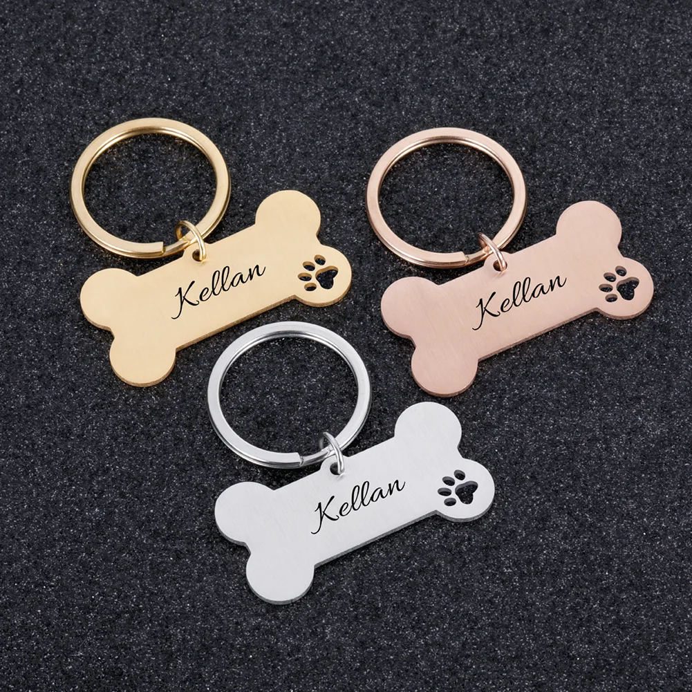 Etiquetas personalizadas para perros y mascotas, etiquetas de identificación de hueso con espejo brillante, nombre grabado, etiqueta de Collar antipérdida para perros y gatos, placa con nombre para mascotas - imagen 3