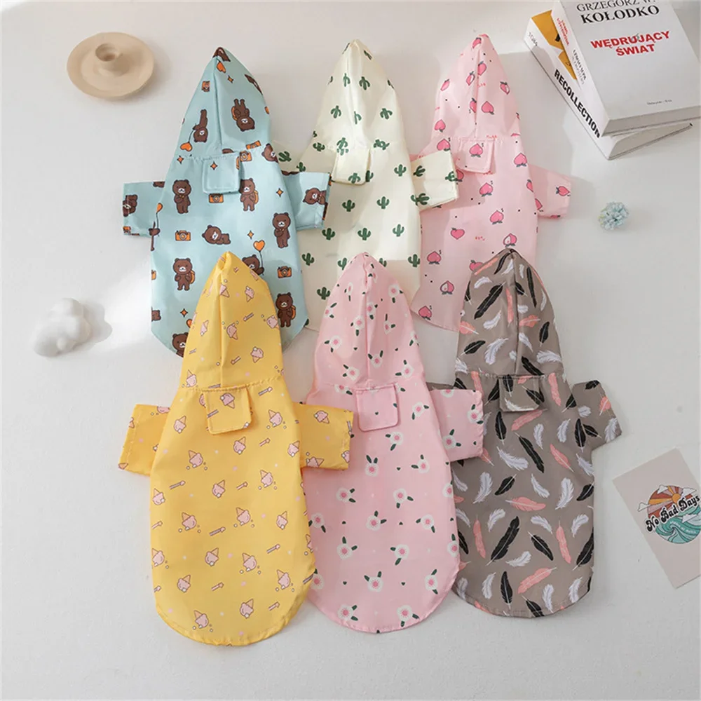 Chubasquero para mascotas de primavera y verano, abrigo impermeable con estampado bonito para perros pequeños, ropa para cachorros de Pomerania Schnauzer, capas para lluvia - imagen 3