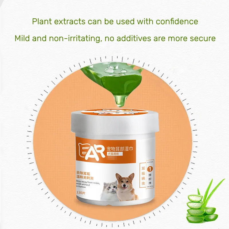 Toallitas para las orejas para mascotas, limpiador de cera para los oídos para perros y gatos, almohadillas de tela no tejida, toallitas para limpieza de orejas para mascotas, quitamanchas para las orejas, herramientas de limpieza para el cuidado de mascotas - imagen 3