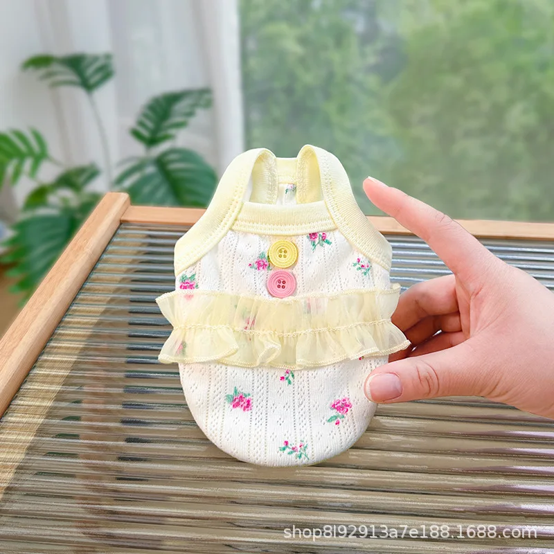 Pet Spring Floral Strap Top Thin Breathable Top Small Dog Teddy Pet Cooling Vest for Dog Puppy Clothes - imagen 2