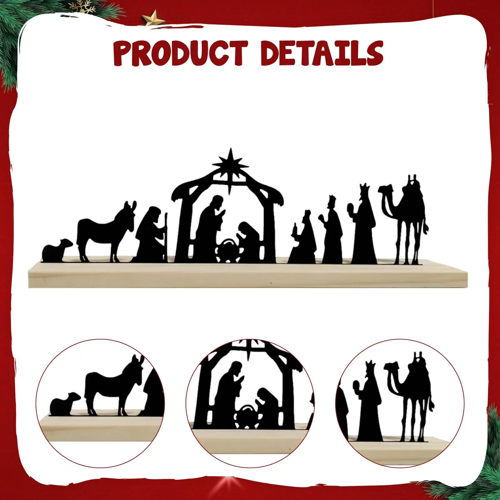 Juego de Natividad de Metal, silueta de escenas de Natividad, regalo religioso católico, adorno versátil para mesa, decoraciones navideñas - imagen 5