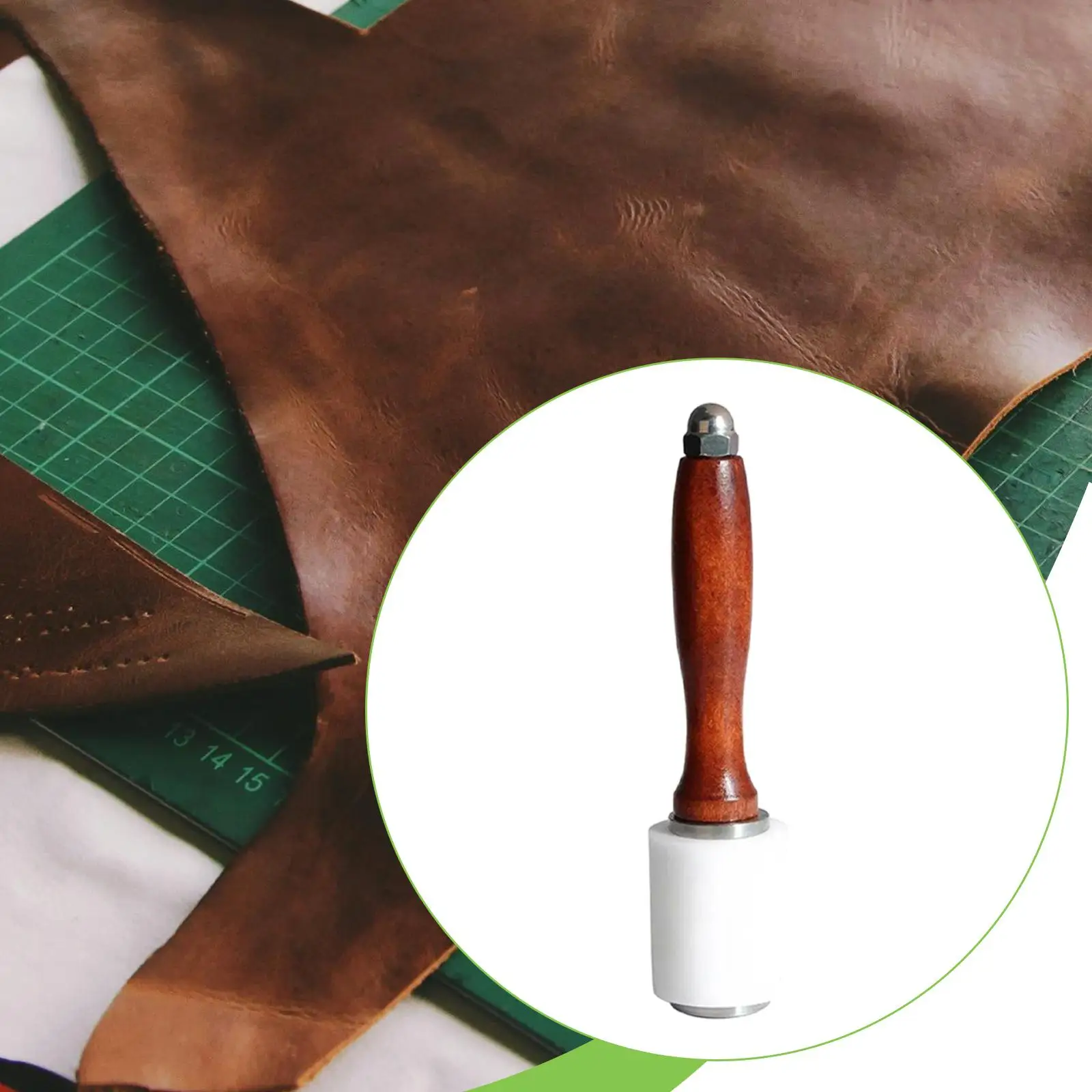 Martillo para artesanía de cuero, mango de madera de nailon, herramienta de mazo resistente para manualidades de cuero, suministros de Kit