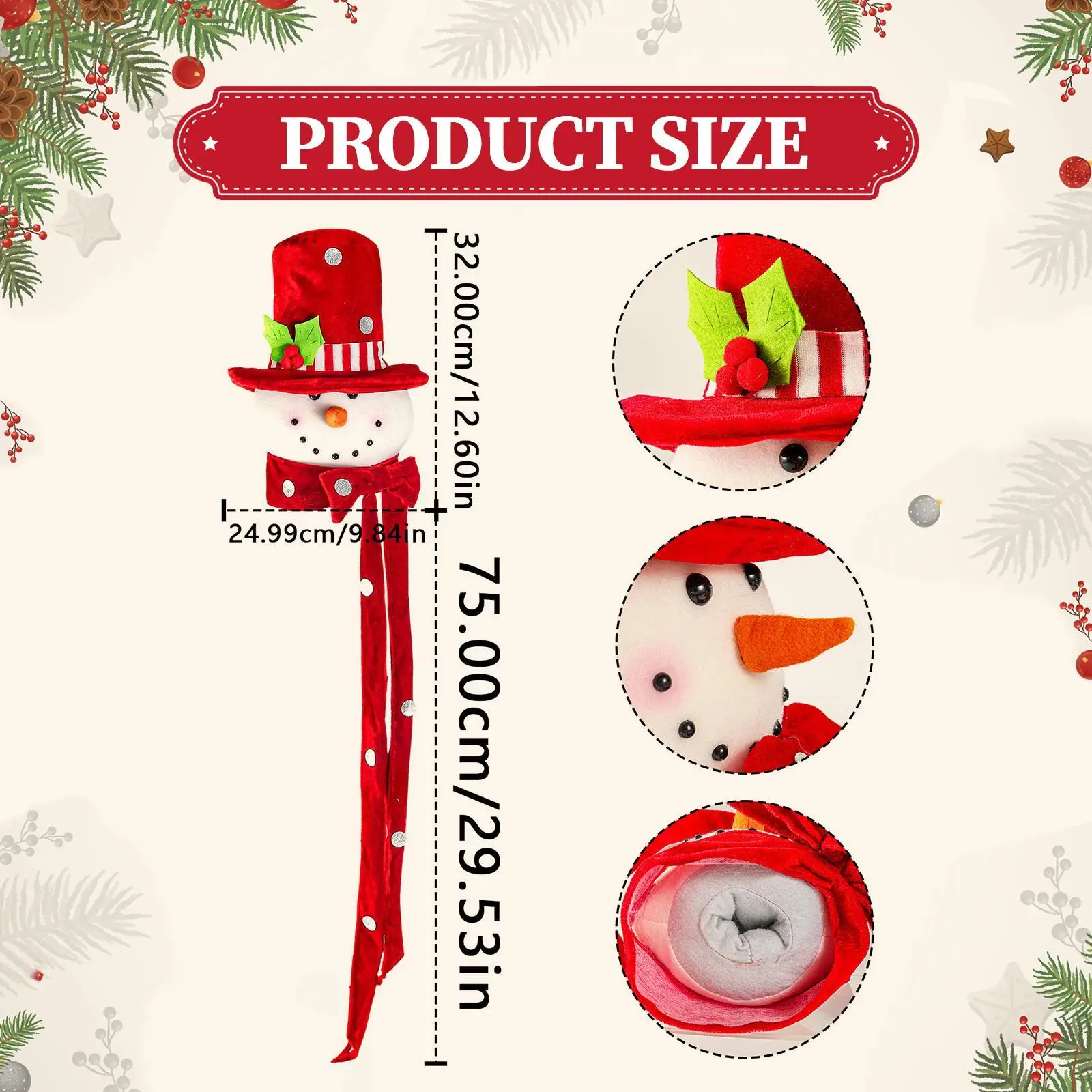 Sombrero de copa de árbol de Navidad, abrazador de muñeco de nieve, Navidad tradicional bonita de temporada para adornos de chimenea