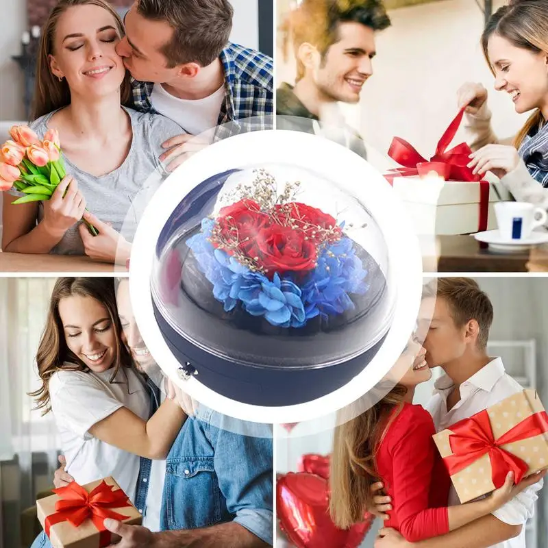 Caja de regalo de propuesta de matrimonio para el Día de San Valentín para mujer, caja de anillo, colgante, caja de regalo de flores preservadas, caja de joyería - imagen 5