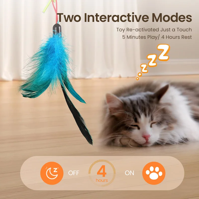 ROJECO juguetes automáticos para gatos 2 en 1, juguete láser para gatos, pluma colgante retráctil, palo para gatos, mascota, gatito, juguete interactivo divertido para el propio Ac - imagen 3