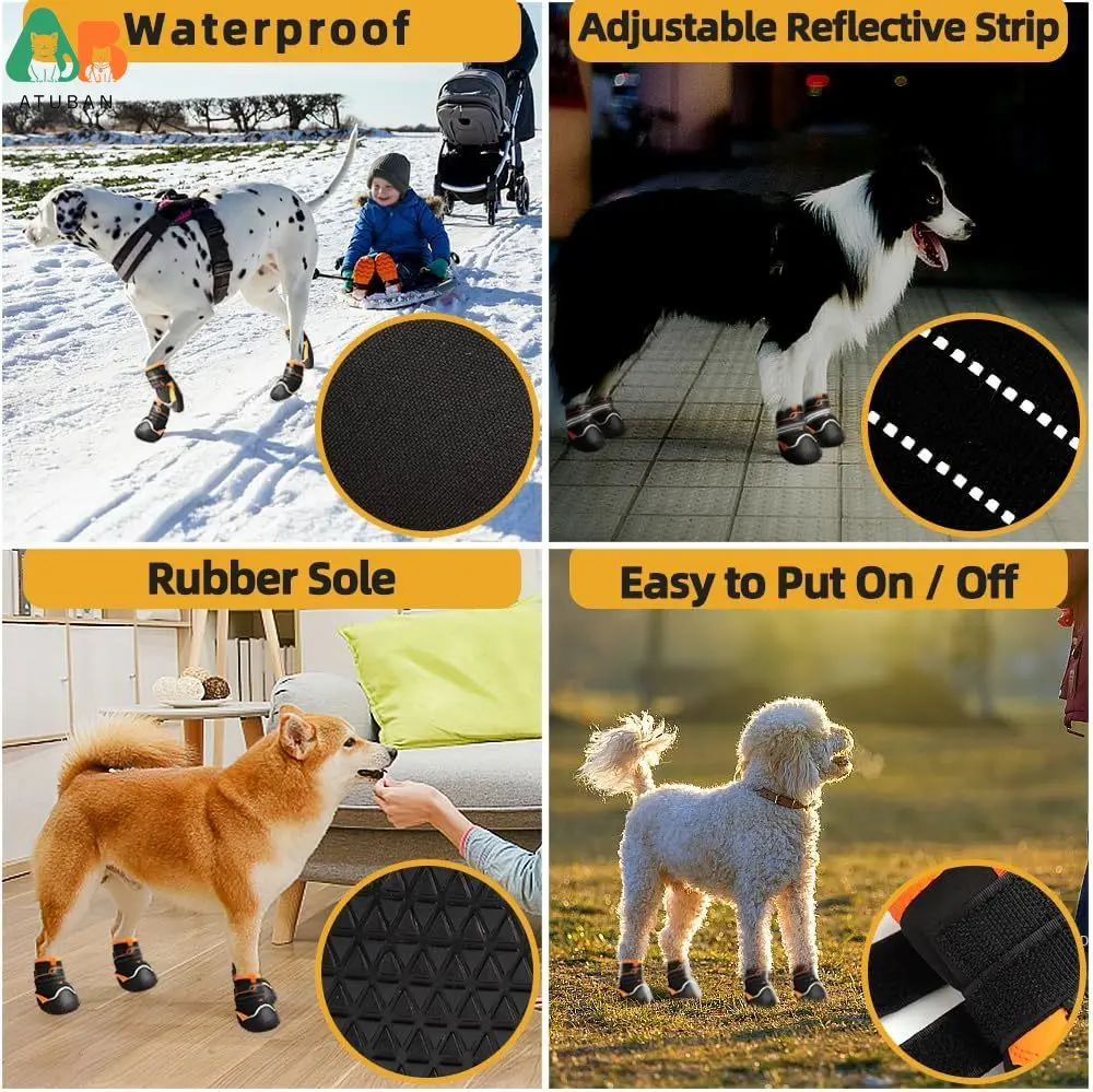 ATUBAN-zapatos antideslizantes para perros, botas y protectores de patas para pavimento caliente, botines impermeables para perros para día lluvioso, senderismo de verano - imagen 5