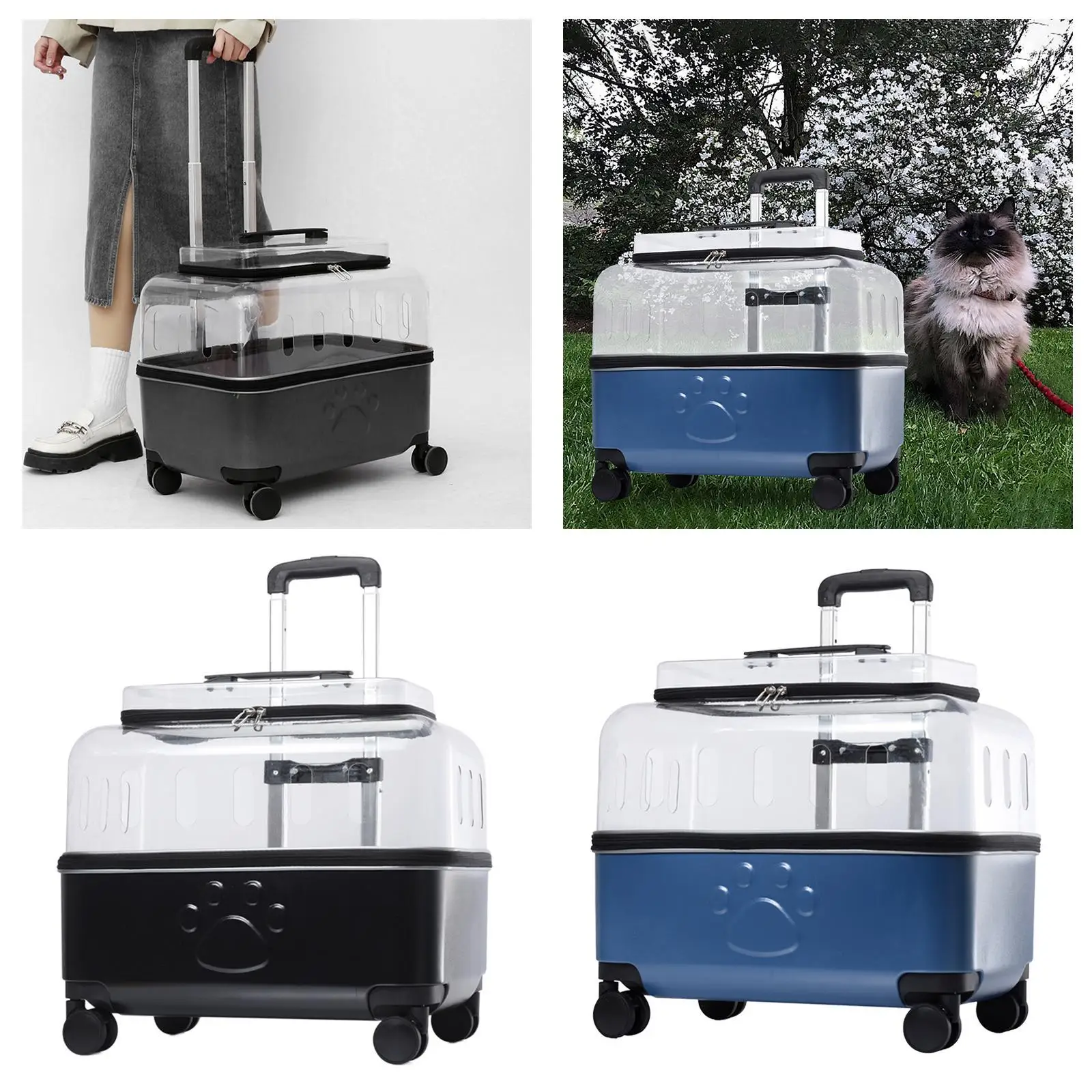 Pet Travel Carrier, Ventilated Kitty Carrier Trolley, Pet Carrier, Cat Carrier Suitcase for Small Dogs