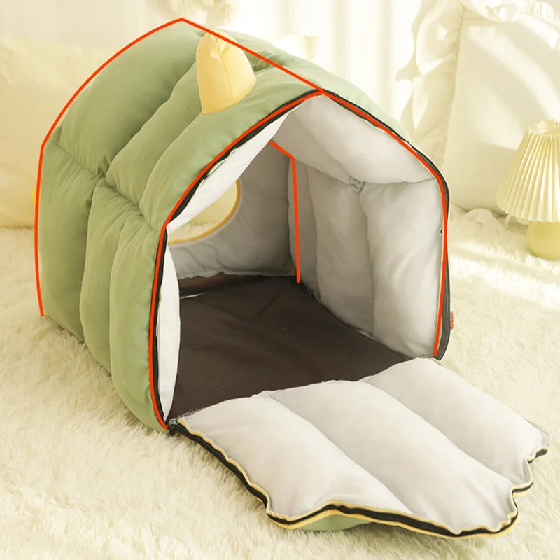 HOOPET-cama de invierno suave para gato, esterilla para perro pequeño, cesta acogedora para mascotas, cueva nido, cojín desmontable, perrera, suministros para mascotas - imagen 4