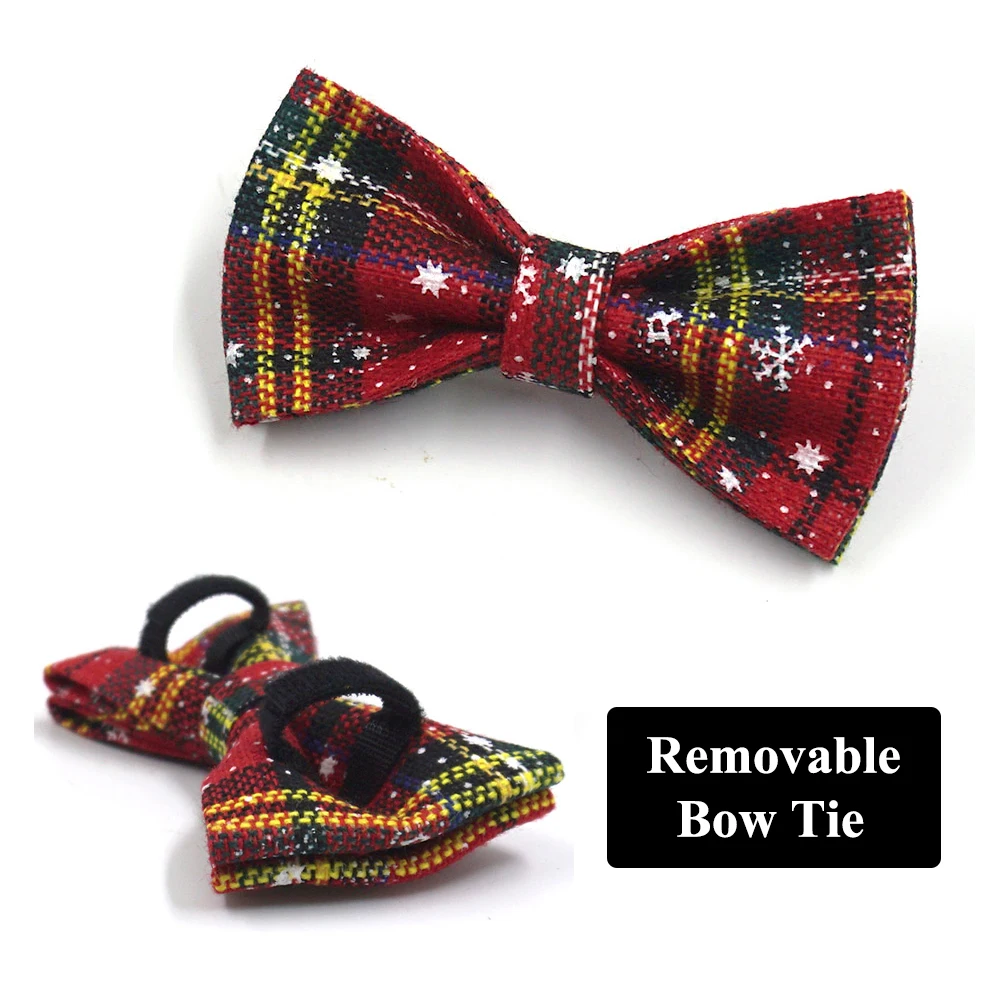 Collar de perro Navidad de lujo 5 piezas conjunto de regalo para mascotas arnés de perro personalizado Collar de arco bolsa de caca de plomo Collar de gato de tamaño Mini personalizado - imagen 4