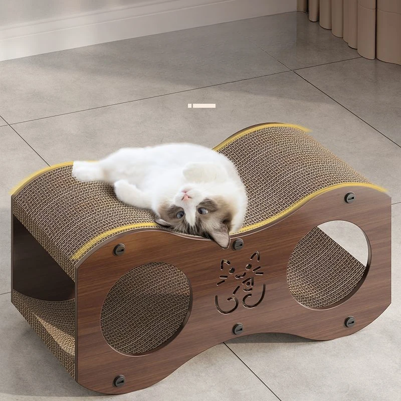 Garra para gato, madera de melocotón, resistente al desgaste, casa de juguete corrugada para gatos, Villa, rascadores de paja para mascotas, productos, suministros, accesorios para muebles - imagen 4