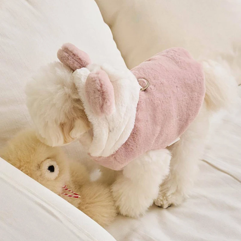 Ropa suave de felpa para perros, sudaderas con capucha cálidas de invierno para perros pequeños y medianos, abrigo bonito y cómodo para cachorros, accesorios para perros - imagen 2