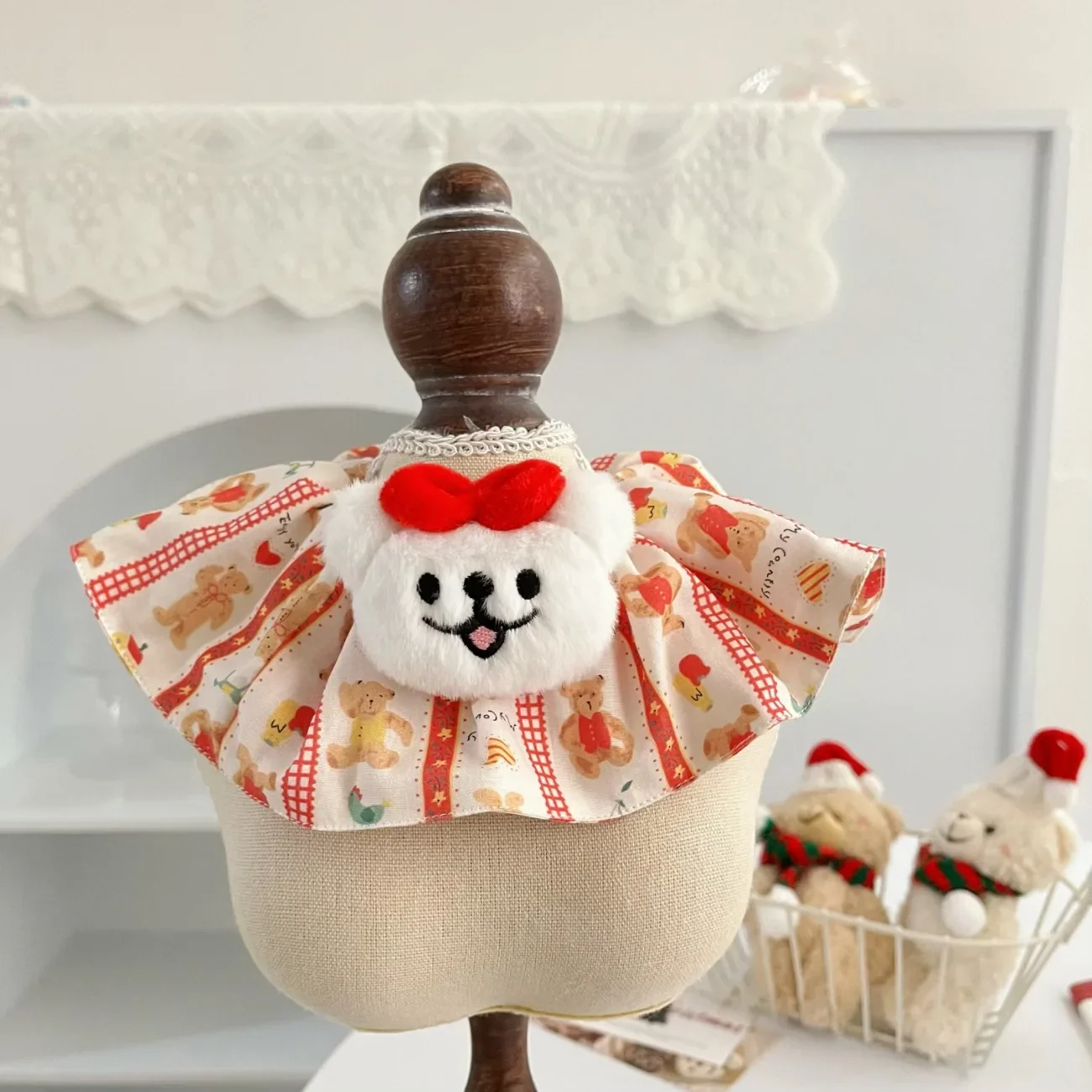 Babero navideño para mascotas, Collar a rayas para perros y gatos, toalla de baba de algodón puro para mascotas, bufanda para perros pequeños, ropa para perros pequeños, ropa para cachorros - imagen 2