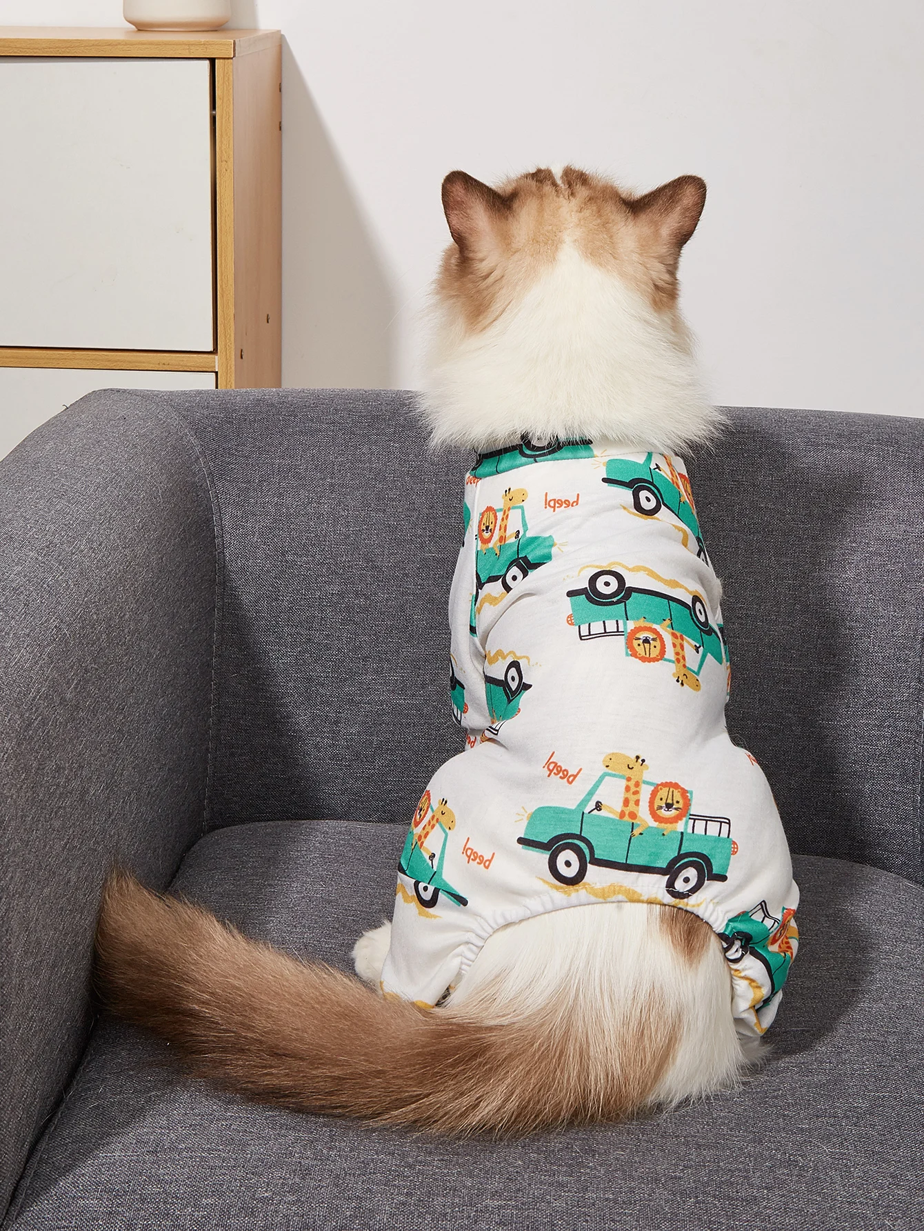 Pijamas para perros Pjs Primavera Verano Ropa para perros pequeños Niña Niño, Lindo Patrón de zorro Ropa para cachorros Perrito Onesies Gato mascota