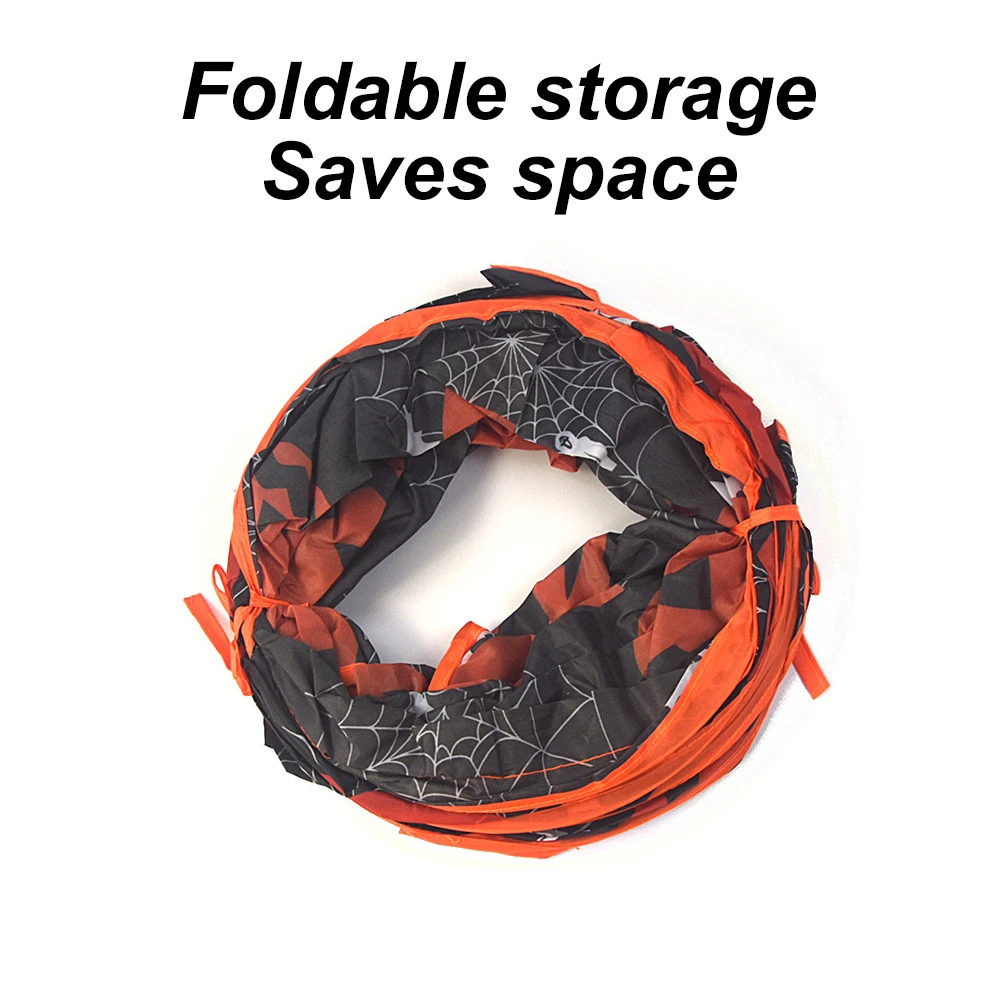Túnel con forma de S/T para gato, juguete de entrenamiento con agujero plegable para interiores y exteriores, con diseño de Halloween, ahorro de espacio - imagen 3