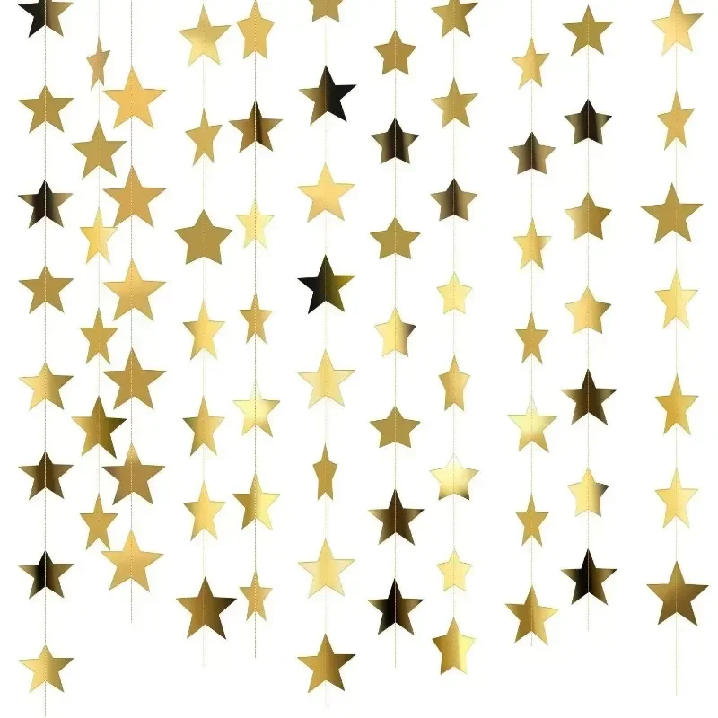 Guirnalda de papel de estrella para decoración de habitación, decoración colgante para guardería, fiesta de cumpleaños, vacaciones, diseño de clase, 4M - imagen 2